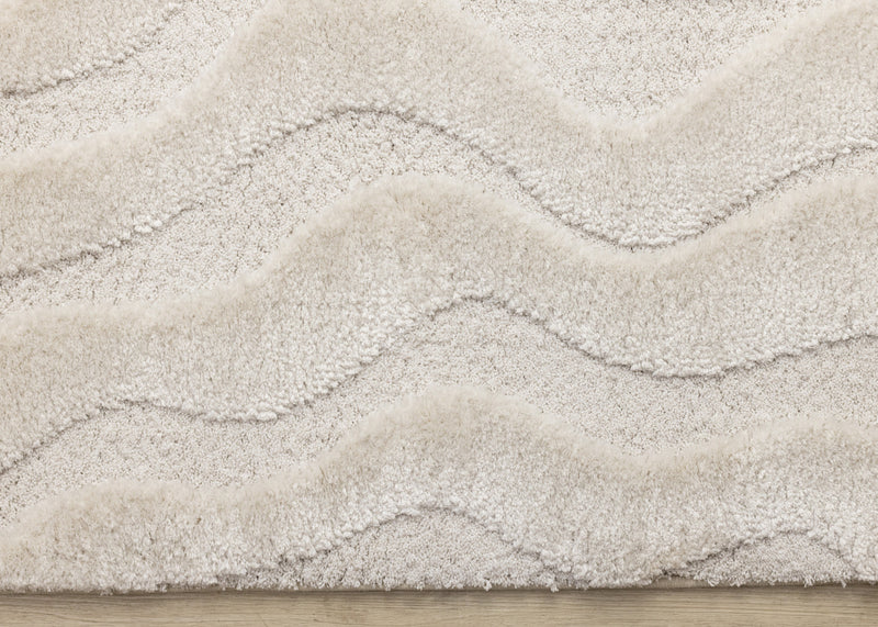 Lincoln Modern Luxurious Plush White Curves Area Rug - 5'3\" x 7'7\"