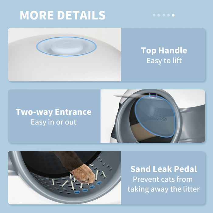 Pawhut Foldable Cat Litter Box With Lid, Covered Litter Box W/ High Sides, Air Freshener, Large Front Entry Cat Box, Easy Clean, White And Gary