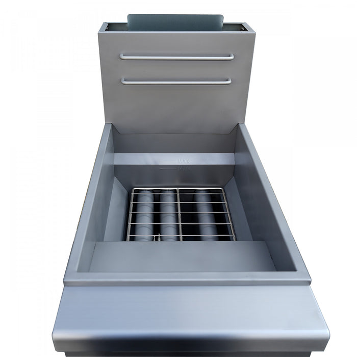 FORNO Commerciale Natural Gas Deep Fryer, 3 Burners 90,000 BTU, 40 lbs Oil Capacity - FCMGF0048