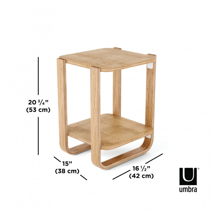 Umbra Modern Solid Wood Bellwood Chairside End Table with Shelf - Natural