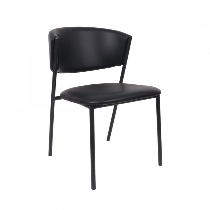Drift Contemporary Modern Vegan Leather Metal Side Chair in Black - Set of 4