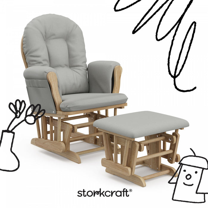 Storkcraft Hoop Glider and Ottoman - Natural/Light Gray