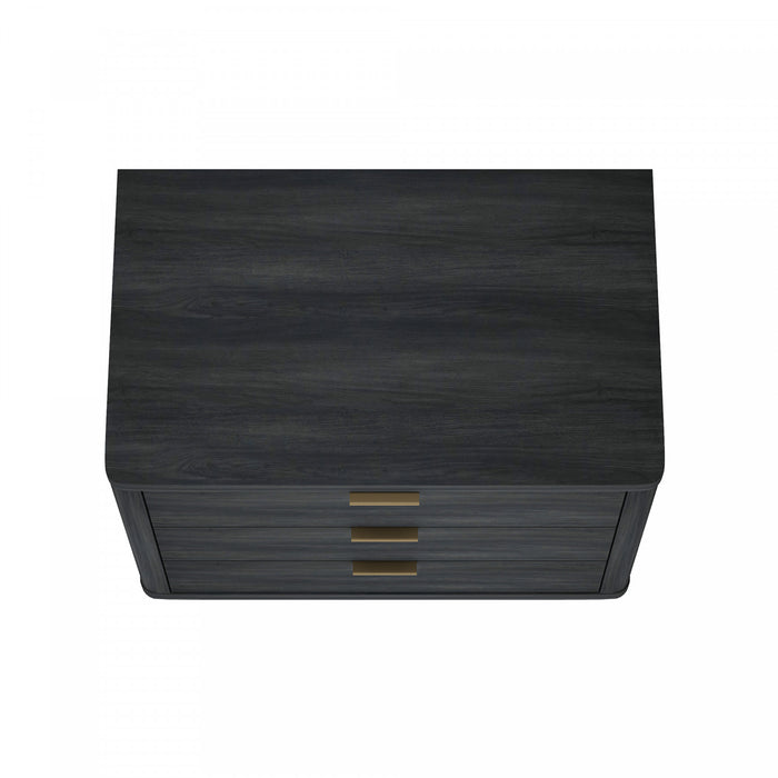 Evelyn Modern 32\" Nightstand in Charcoal Gray (3-Drawer) - Set of 2
