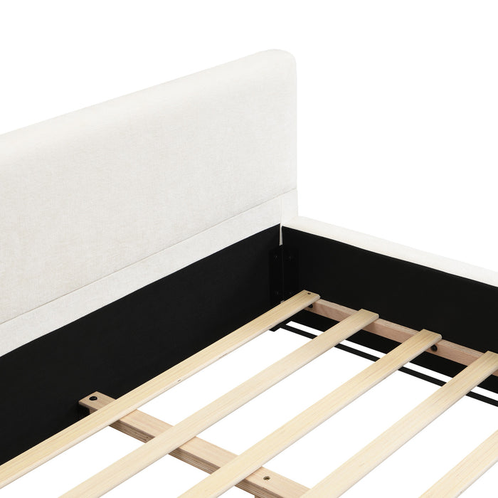 Charlotte Elegant Wide-edge Upholstered Bed,Queen Size, Beige Queen Bed