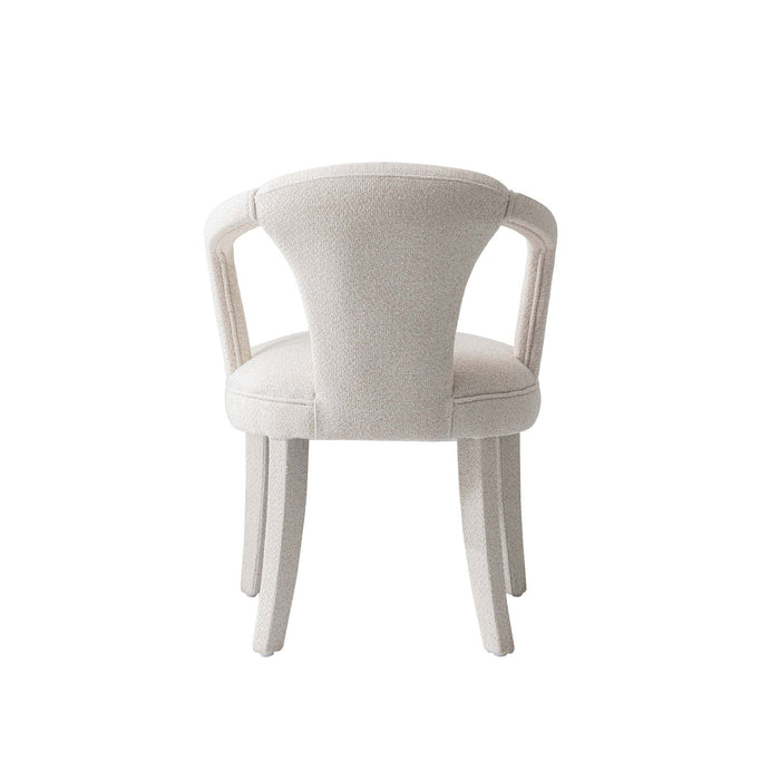 Palmer Mid-Century Modern Upholstered Tweed Armchair in Ivory Dining Chair