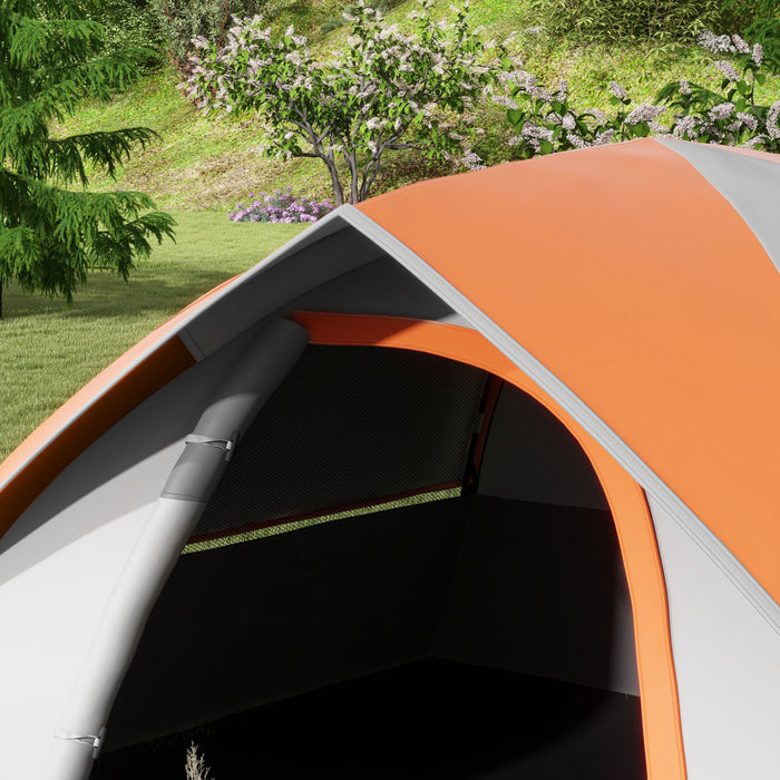Outsunny 2 Man Camping Tent, 3000mm Waterproof Family Tent, Grey and Orange