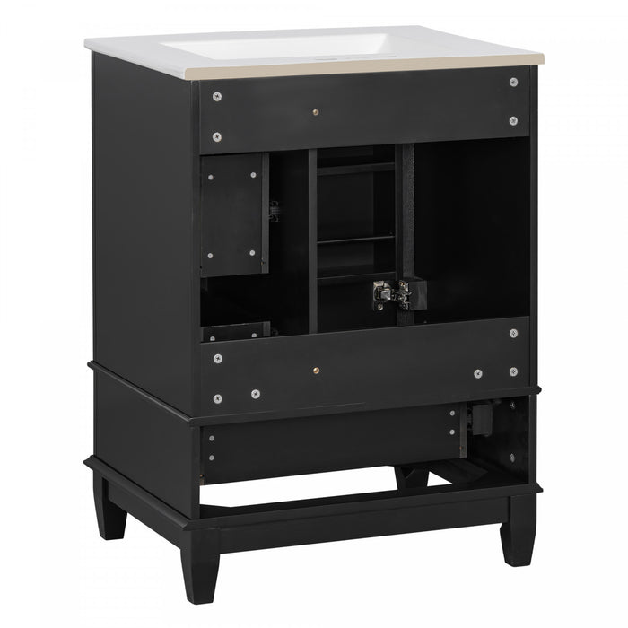 Sophia 24\" Bathroom Vanity with Ceramic Sink, Black