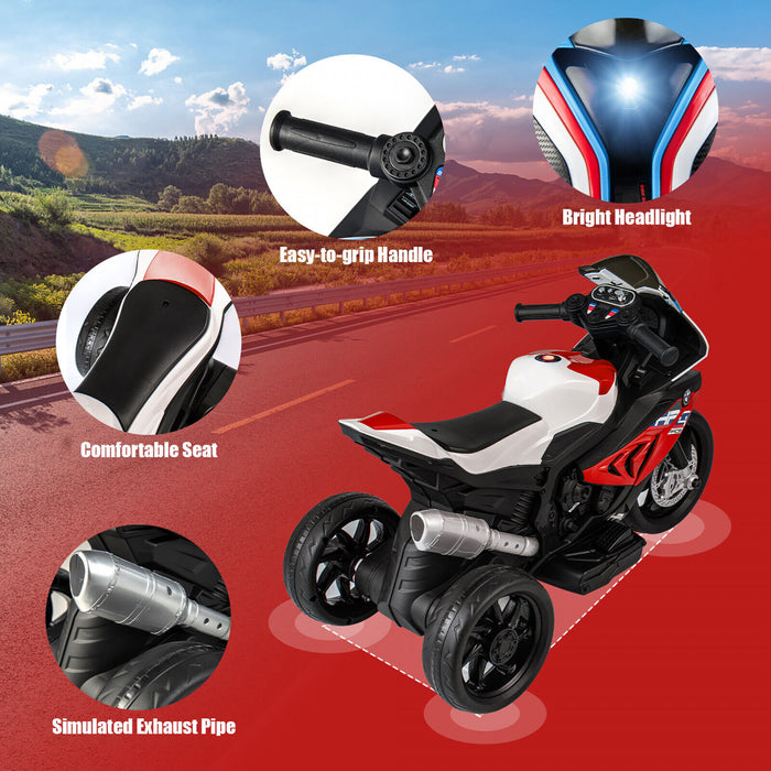 12v Kids Ride On Motorcycle Licensed Bmw 3 Wheels Electric Toy W/ Light & Music Red
