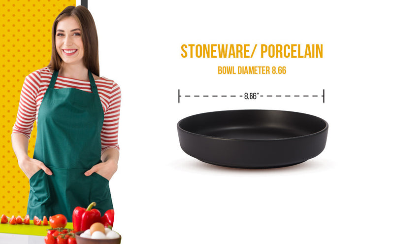 S&CO Gourmet Lisbon Set of 4 Black Stoneware Pasta Bowls