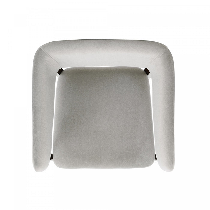 Blake Modern Faux Mohair Wood Armchair in Greige - Set of 4 Dining Chair