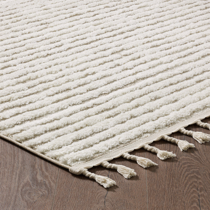 Quinto Beige Waves Shag Area Rug - 7'7\" x 10'
