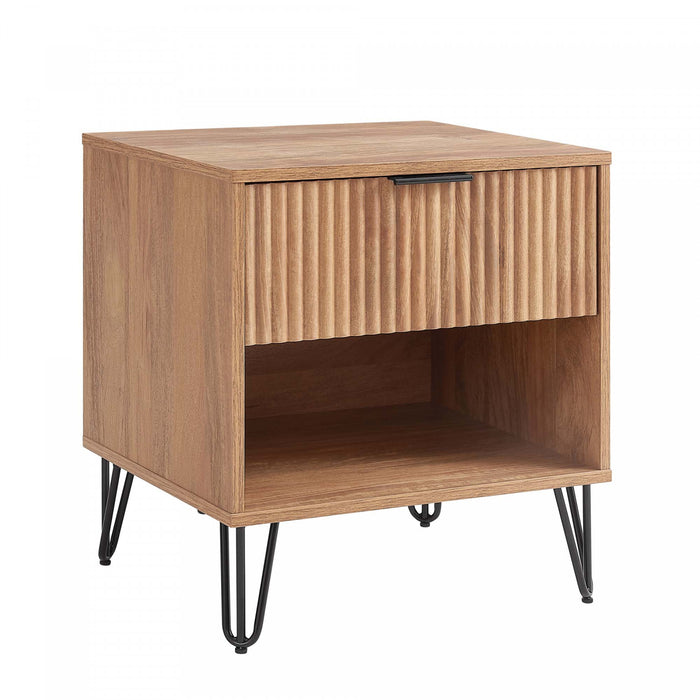 Dumbo Modern 20\" Fluted Nightstand in Golden Brown (1-Drawer) - Set of 2