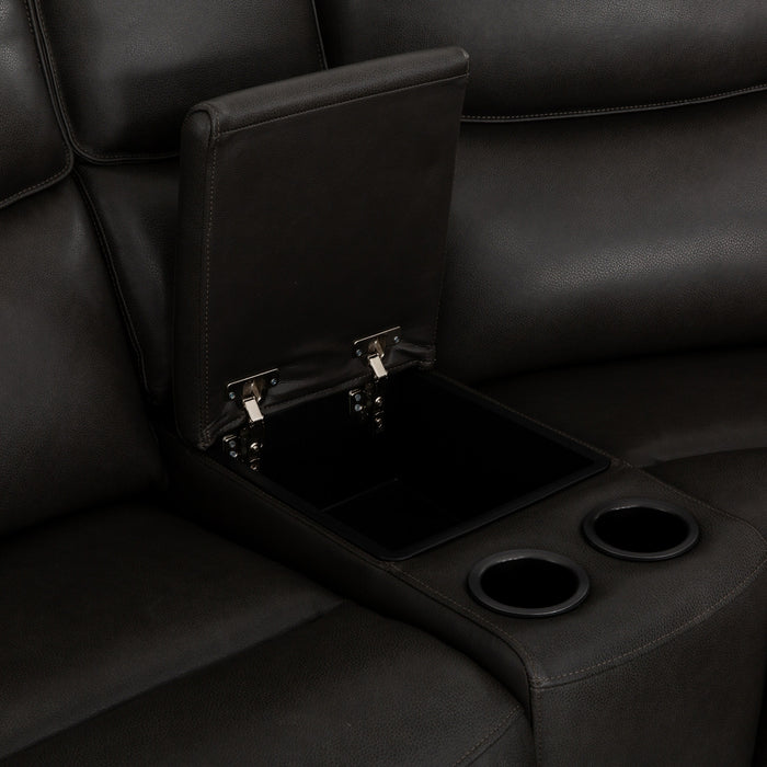 Rocco 6-Piece Leather Match Power Reclining Sectional with Adjustable Headrests and Storage Console - Espresso