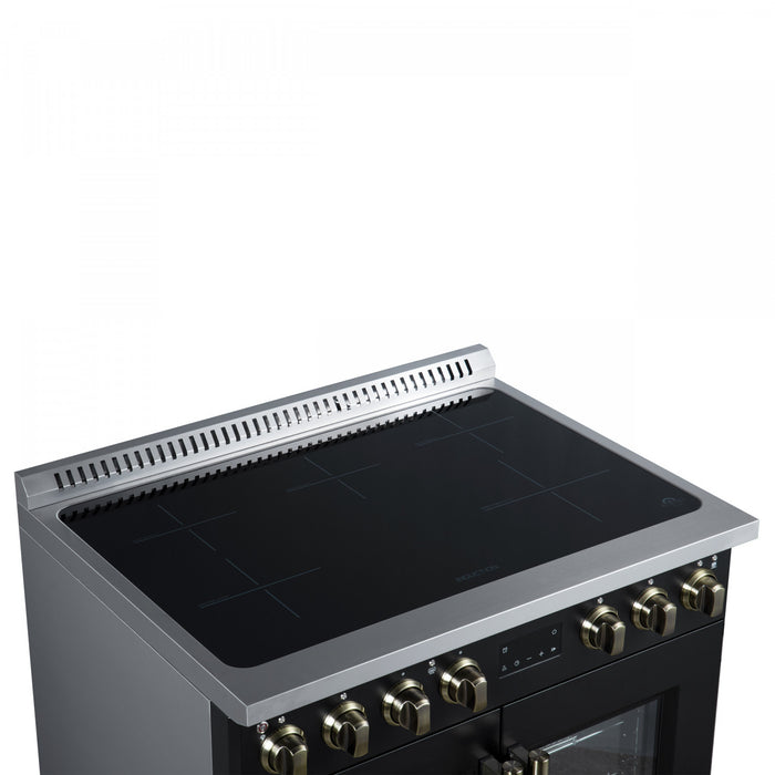 Forno Torino French Door 36 Inch Black Induction Range, 5.36 cu.ft. - FFSIN0950-36BLK Electric Range