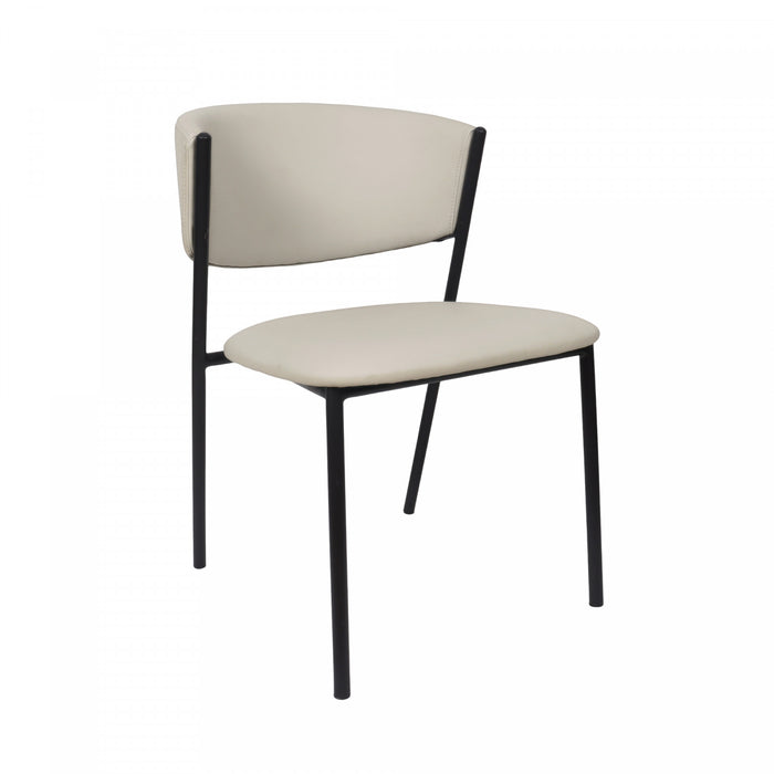Drift Contemporary Modern Vegan Leather Metal Side Chair in Stone Gray - Set of 4