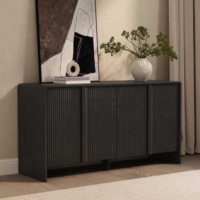 Novara Contemporary 60\" Sideboard in Black (4-Door)