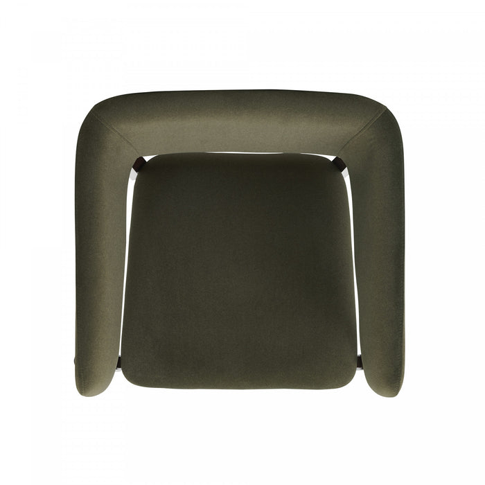 Blake Modern Wood Faux Mohair Armchair in Green