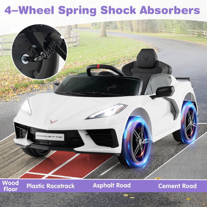 Costway 12v Electric Kids Ride On Car With Remote Control Wireless Connection Lights White