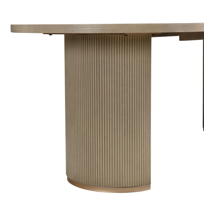 Madison Oval Solid Wood Dining Table with Double Pedestal Base,Light Natural