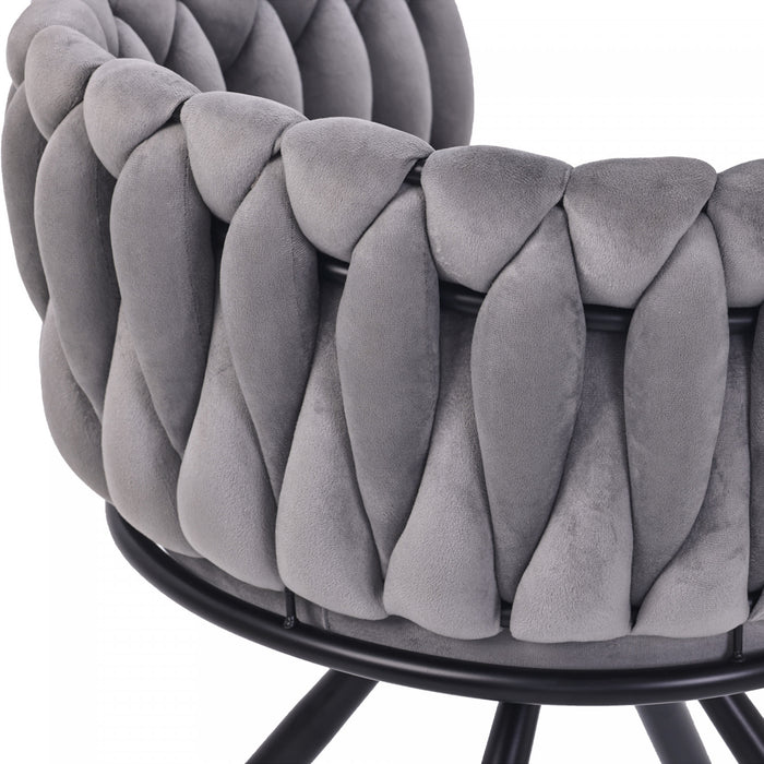 Amelia Velvet Swivel Dining Chairs with Tufted Upholstered and Metal Legs Set of 4, Grey