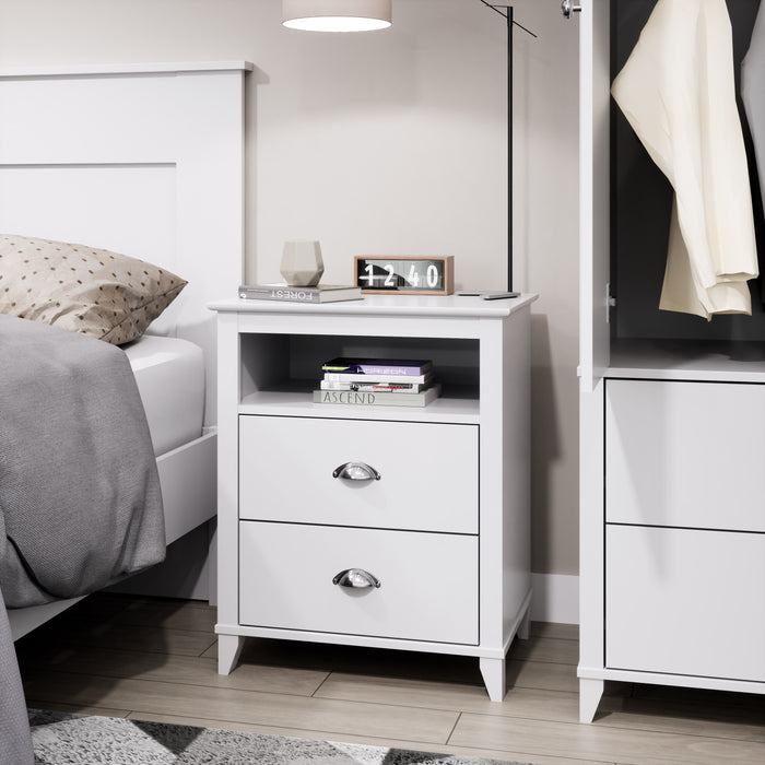 Yaletown 2-Drawer Tall Nightstand - White