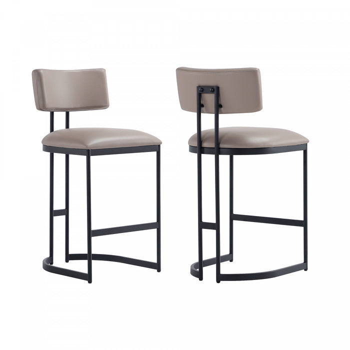 Juno Contemporary Modern Vegan Leather Metal Counter Stool in Taupe