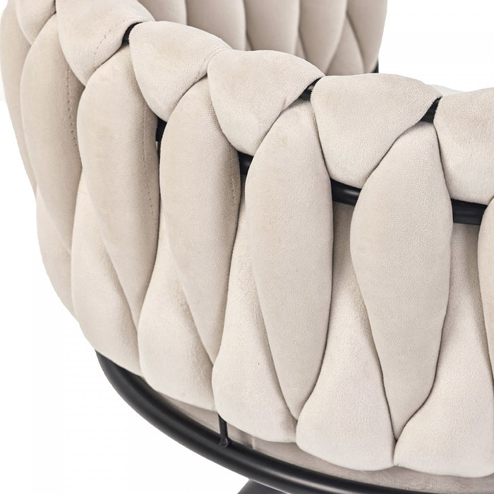 Amelia Velvet Swivel Dining Chairs with Tufted Upholstered and Metal Legs Set of 2, Beige