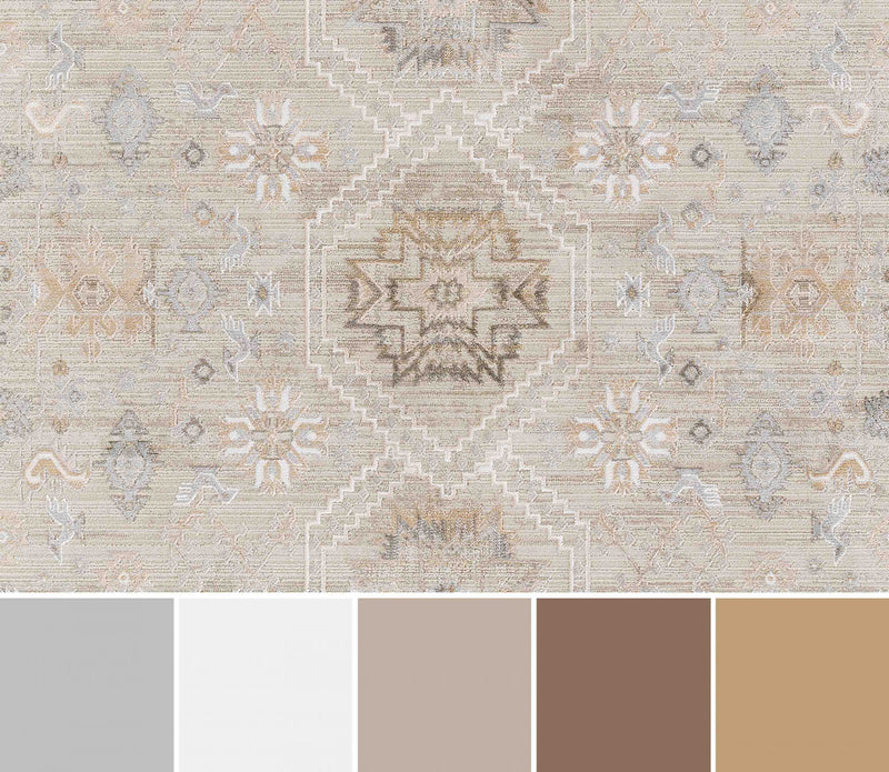 Eleanor Traditional 7'10\" x 10'10\" Area Rug in Grey Indoor Area Rug