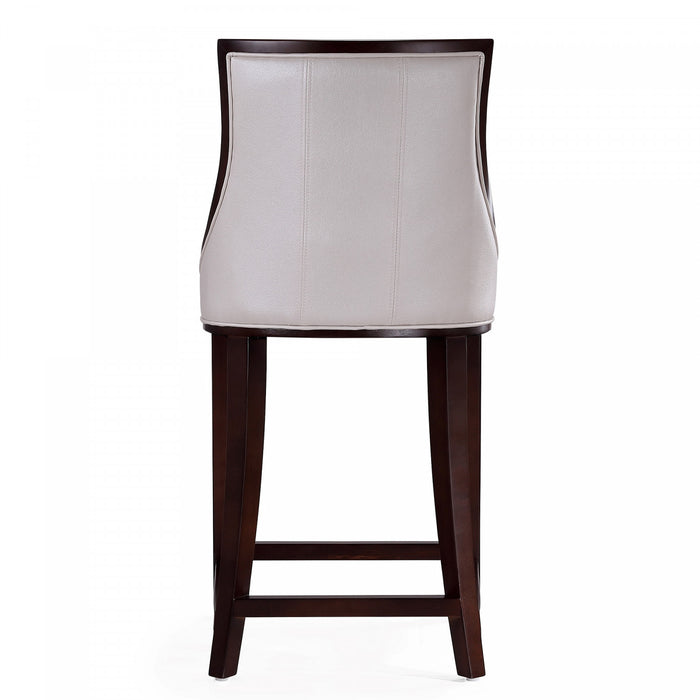 Fifth Avenue Traditional Wood Upholstered Counter Stool in Pearl White - Set of 3