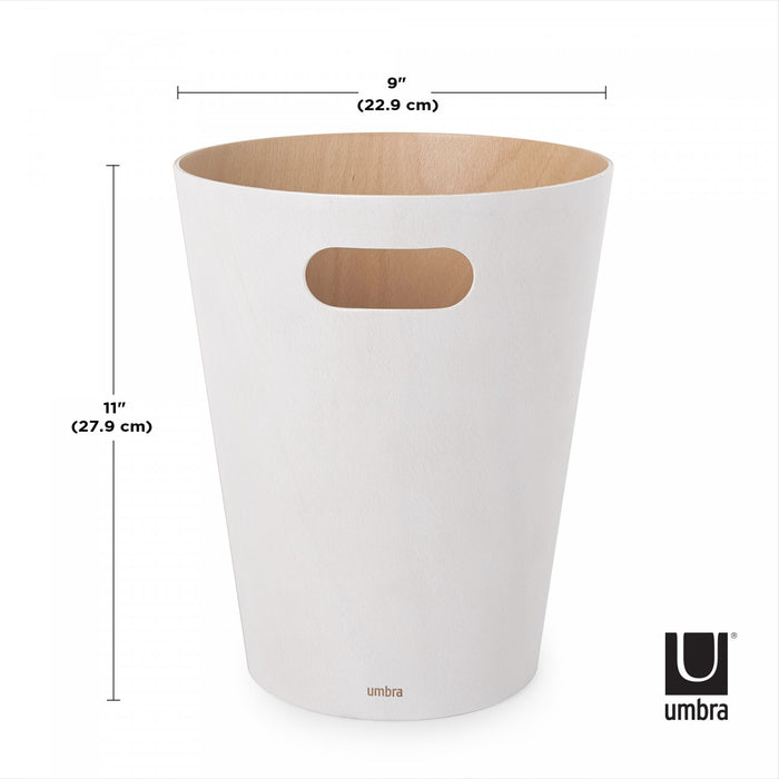 Umbra Woodrow Garbage Bin Trash Can - White