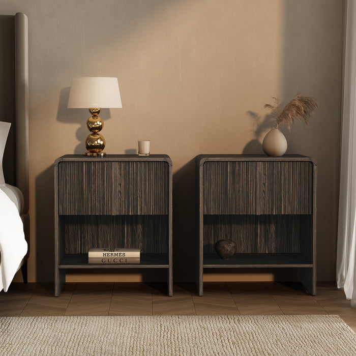 Novara Contemporary 22\" Nightstand in Jacobean Walnut (1-Drawer)
