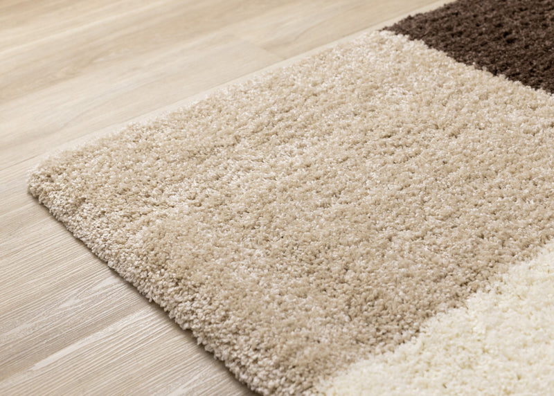 Fairmont Brown Beige White Checkered Rug, 6'7\" x 9'6\" Indoor Area Rug