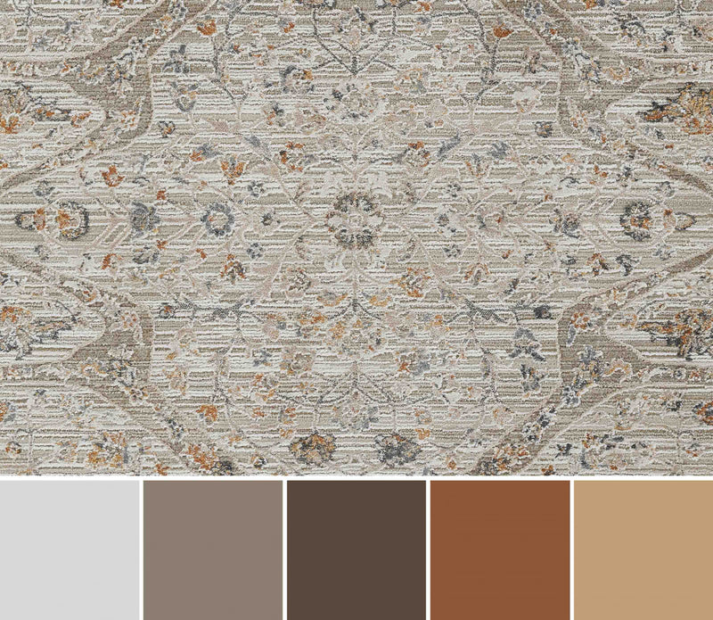 Margaux Traditional 5'3\" x 7'7\" Area Rug in Ivory Indoor Area Rug