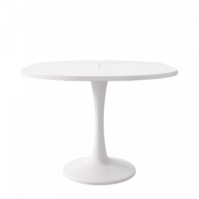 Liam Extendable Round Dining Table with Space-Saving Function,White