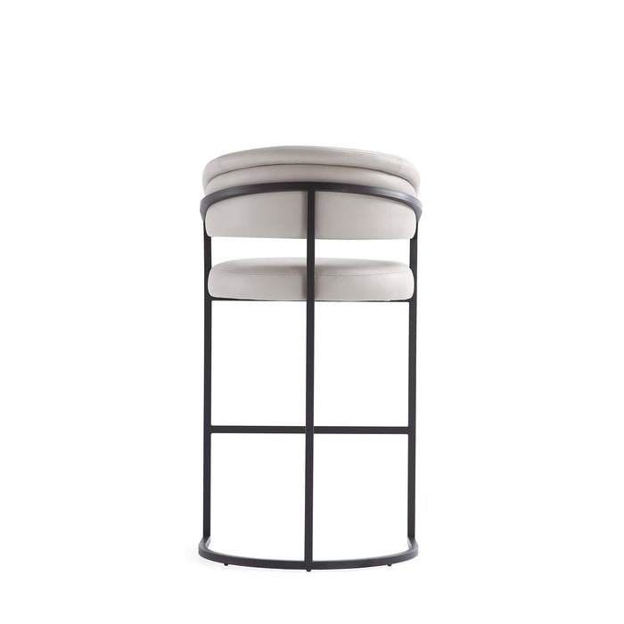 Augusta Modern Metal Upholstered Barstool in Light Gray - Set of 2