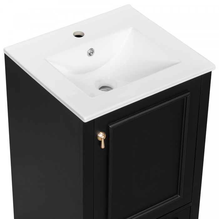Harper 20 Inch Compact Modern Bathroom Vanity with Ceramic Sink, Black