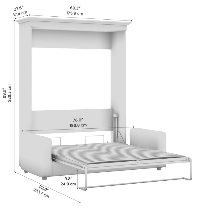 Bestar Versatile Queen Murphy Bed with Sofa (78 W) - Platinum Grey