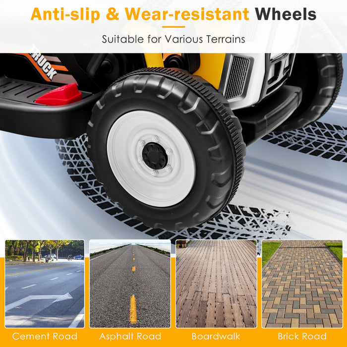 Costway Kids Ride On Excavator Digger 12v Electric Tractor Rc W/ Digging Bucket Yellow