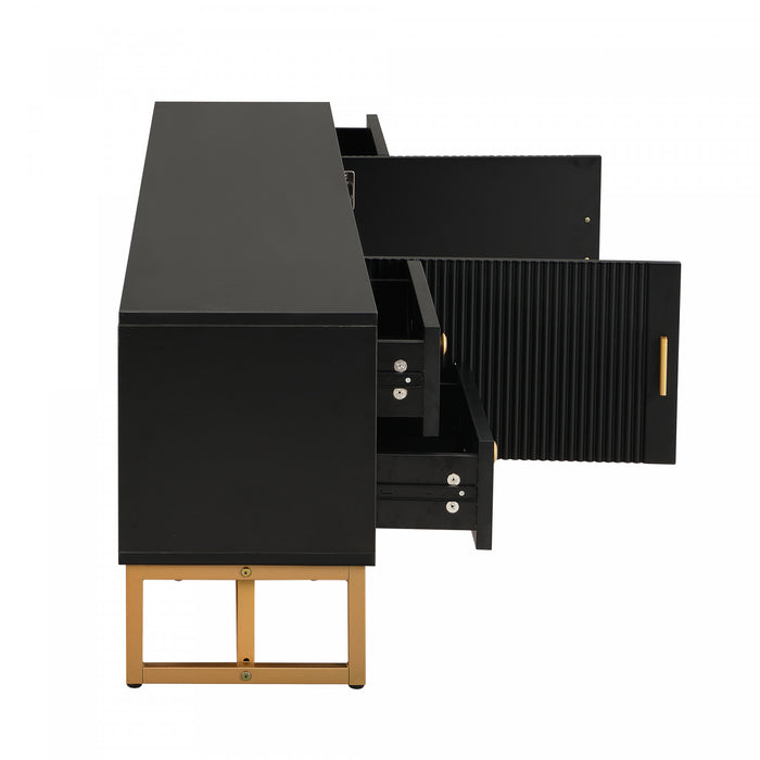 Gavin 68.8\" TV Cabinet with Storage Drawers and Media Organization Function,Black Tv Stand