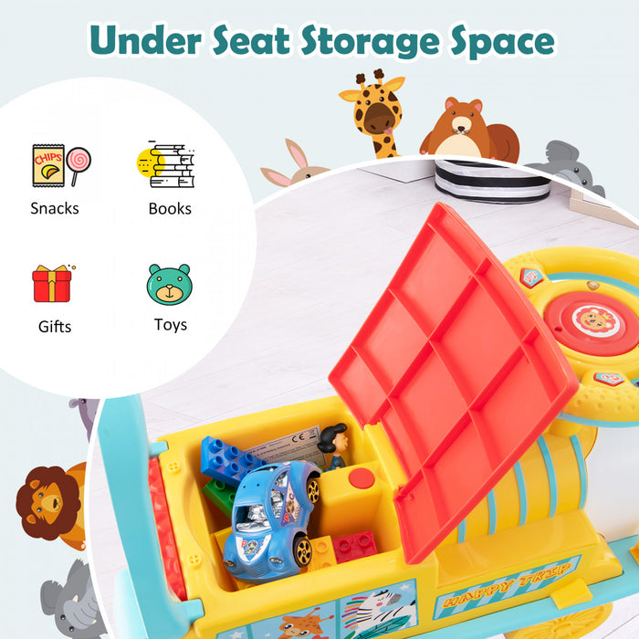 6v Electric Kids Ride On Train Motorized Train Toy W/ Track & 6 Wheels Blue