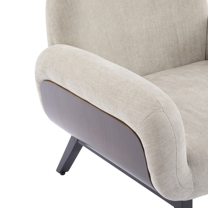 Audrey Solid Wood Ergonomic Accent Armchair with Fabric Upholstery,Tan Accent Chair