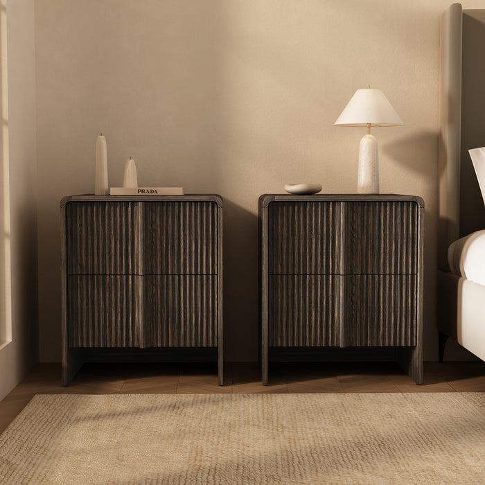 Novara Contemporary 22\" Nightstand in Jacobean Walnut (2-Drawer)