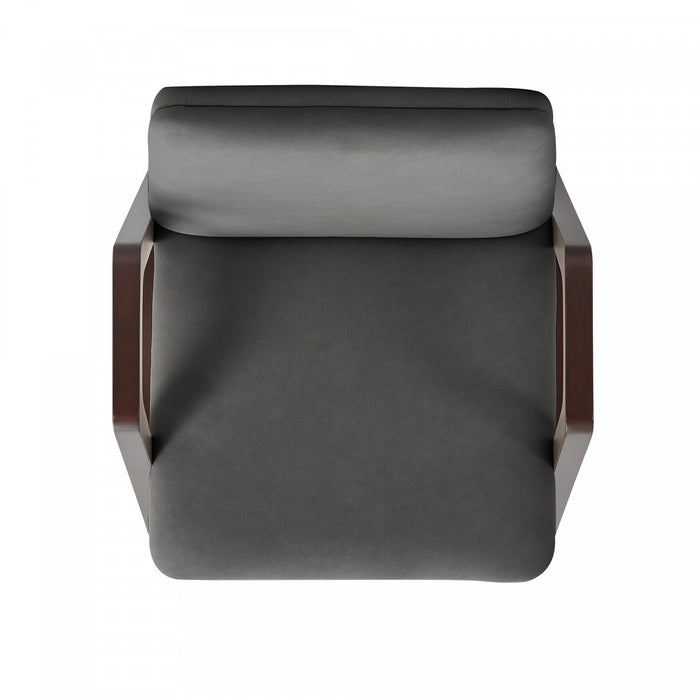 Stella Modern Velvet Wood Armchair in Graphite - Set of 2