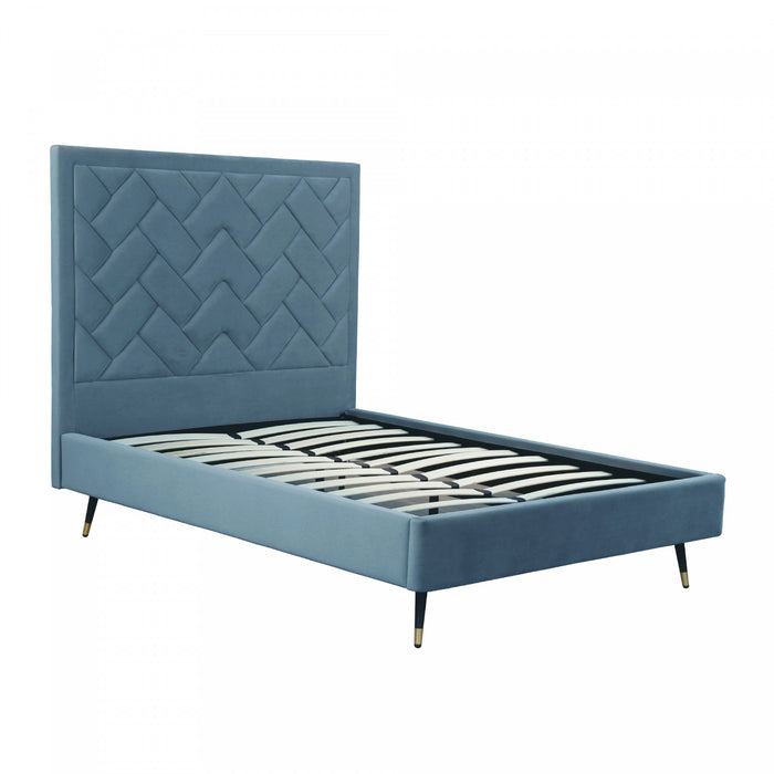 Crosby Modern Upholstered Velvet Full Bed in Blue