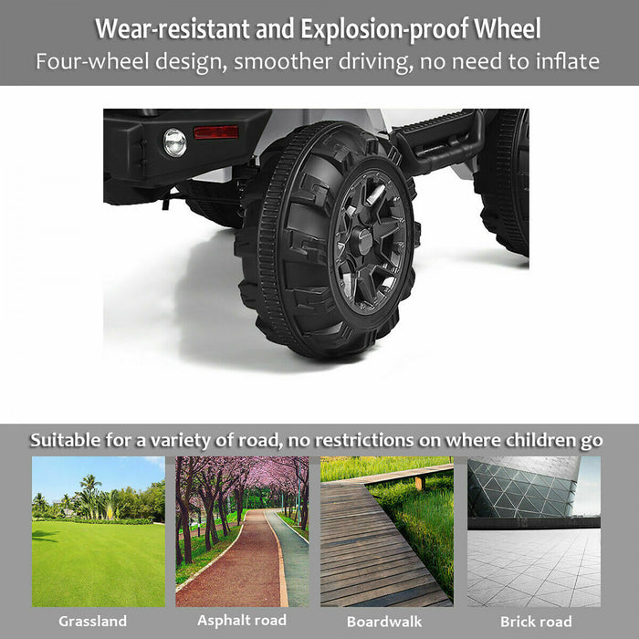 Costway 12v Kids Ride On Truck Car W/ Remote Control Mp3 Music Led Lights White