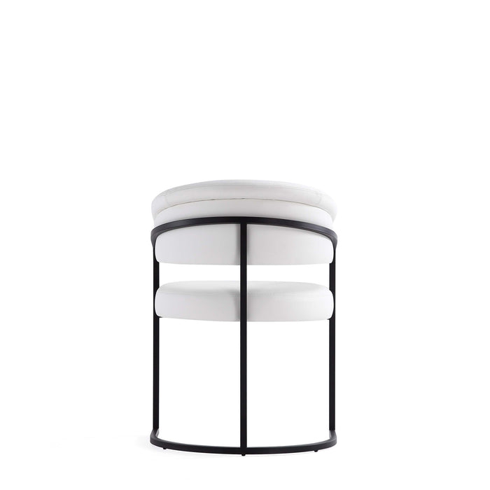 Augusta Modern Metal Vegan Leather Dining Chair in White - Set of 2