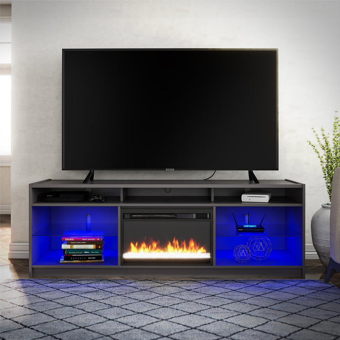 Ameriwood Home Luna Electric Fireplace TV Stand for TVs up to 75\" - Graphite Grey