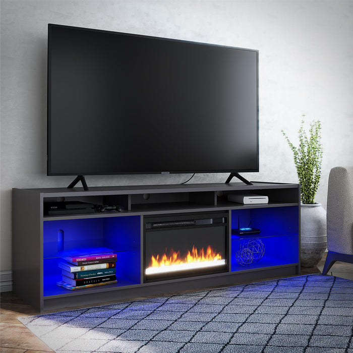 Ameriwood Home Luna Electric Fireplace TV Stand for TVs up to 75\" - Graphite Grey