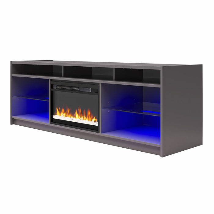 Ameriwood Home Luna Electric Fireplace TV Stand for TVs up to 75\" - Graphite Grey