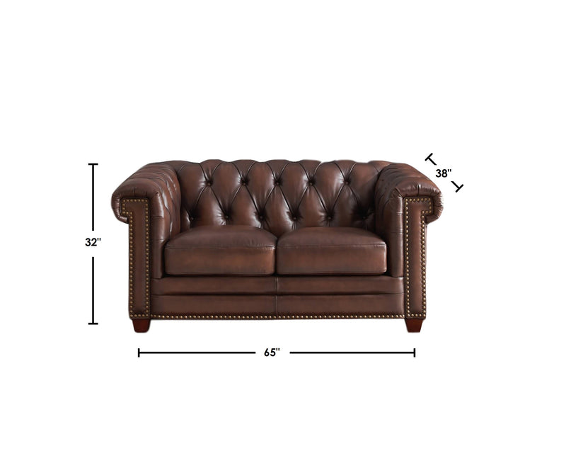 Hydeline Standwood Leather Loveseat - Brown